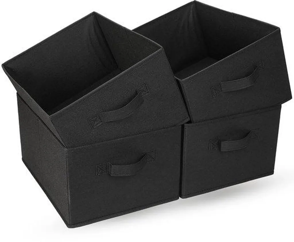 Rangement Tiroir pour Sous-Vêtements et Chaussettes, 4 Bacs Tissu Noirs
