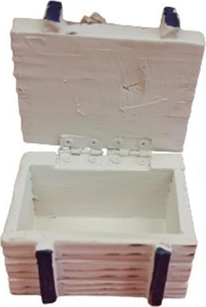 Maritime Mini Schatulle mit Anker - Kleine Holz-Kiste mit Dekoration - Blau Weiß 6,5 x 5 x 5 cm