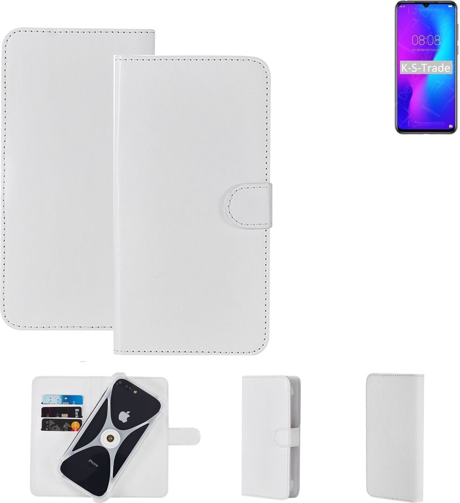K-S-Trade Handy Hülle Schutz Hülle kompatibel mit Doogee Y9 Plus Cover Case Bookstyle Bumper weiß 1x