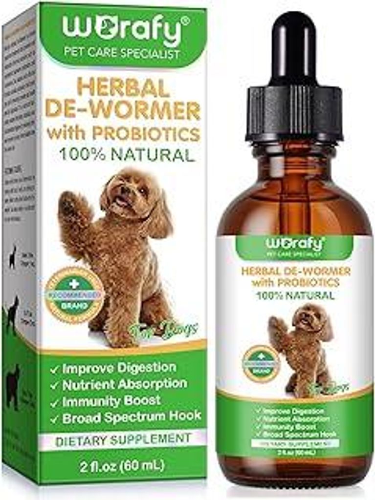 Wurm-kur Hund Tropfen, Natürliche Wurm-kur für Hunde mit Probitika, Fördert Die Darmgesundheit, Immunitätsschub, Anti-para-siten, Geeignet für...