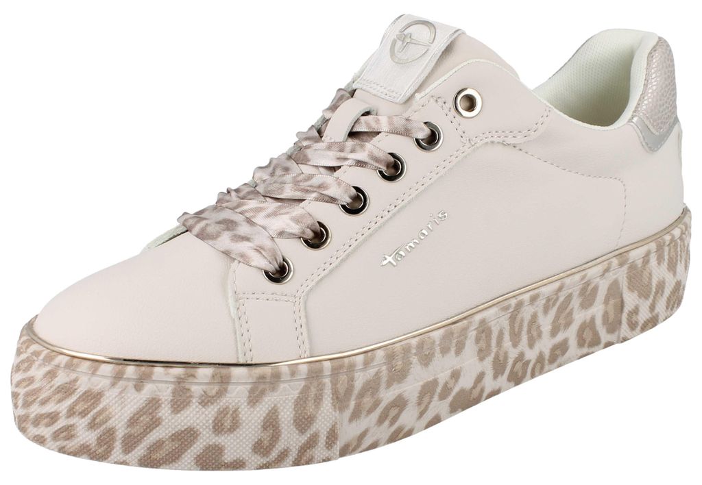TAMARIS Damen Schlupf Sneaker weiss Leoprint Kunstleder - Produktbild 
