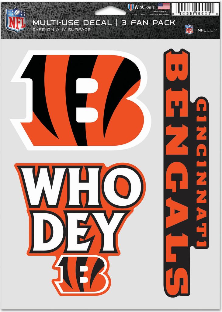 NFL Aufkleber Multi-Use 3er Set 20x15cm - Cincinnati Bengals