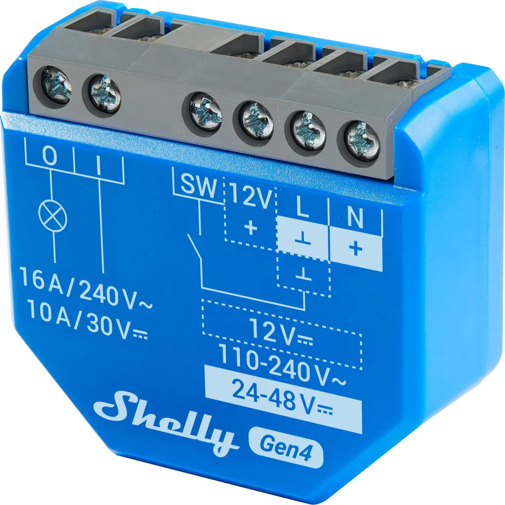 Shelly Relais 1 Gen4 bleu 16A Pack de 4 modules commutateurs connectés