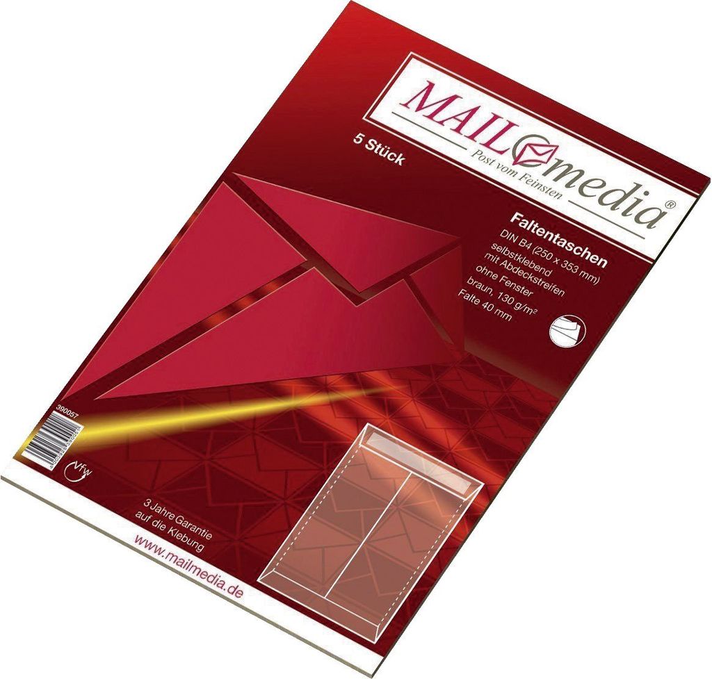 MAILmedia Faltenversandtasche mit Haftklebestreifen, B4 Produktbild 