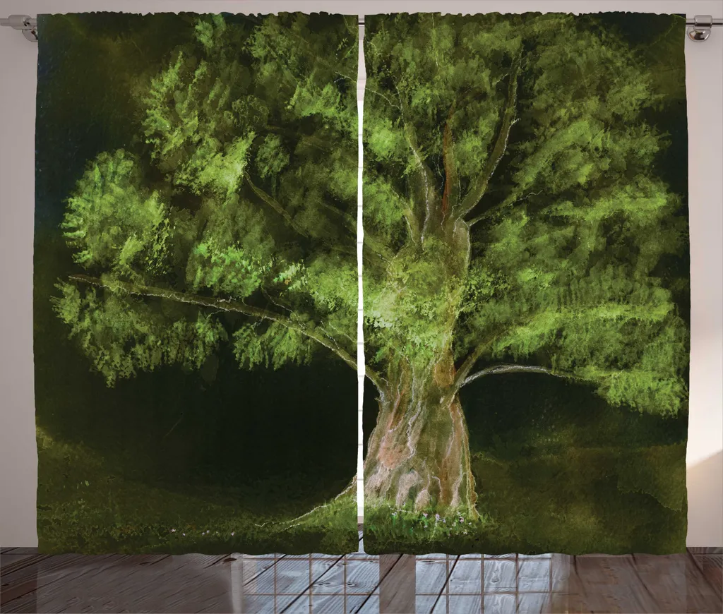 Rideau Forêt 280x225 cm : Camoufler un Vis-à-Vis avec Style Vert Rustique