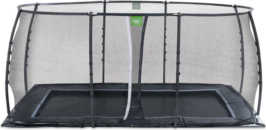 EXIT Dynamic Trampolin 275x458cm, mit Sicherheitsnetz, Bodentrampolin, Rechteckig, für Kinder, Schwarz