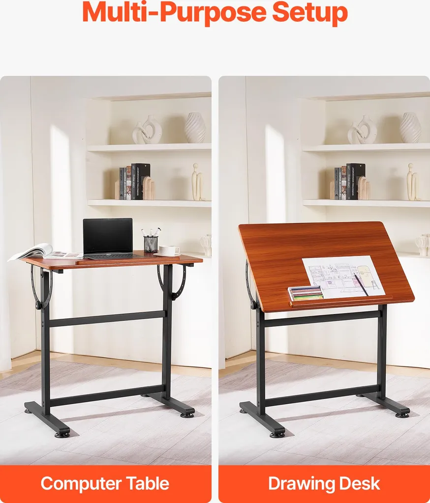 Table de Travail Multifonction avec Inclinaison 0-90° et Structure Stable