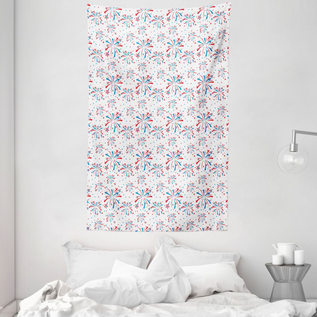 ABAKUHAUS 4. Juli Wandteppich und Tagesdecke, Sommerferien aus Weiches Mikrofaser Stoff Waschbar ohne Verblassen Digitaldruck, 140 x 230 cm, Weiß ...