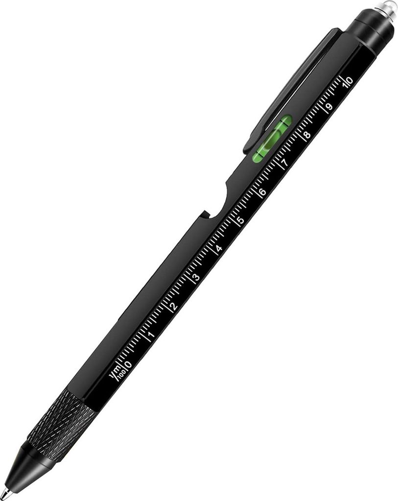 Mehrzweck-Werkzeugstift für Herren, LED-Licht, Schraubendreher, Lineal, Stylus, Wasserwaage, Flaschenöffner, Gadgets, 9-in-1-Multitool-Stift