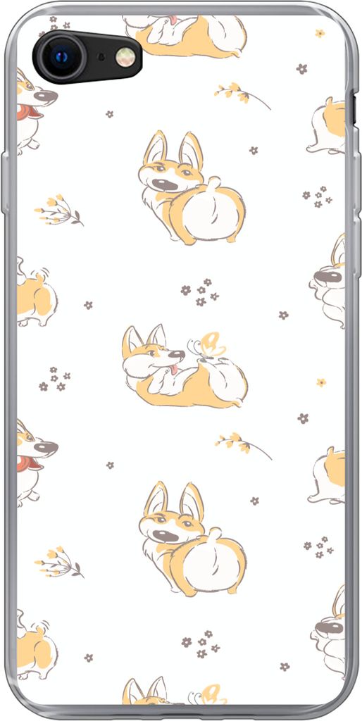 MuchoWow Handyhülle Schutzhülle Hülle für Telefoonhoesje iPhone SE 2020 Muster - Corgi - Hund - Jungen - Mädchen - Kinder - Kind Silikon Sof...