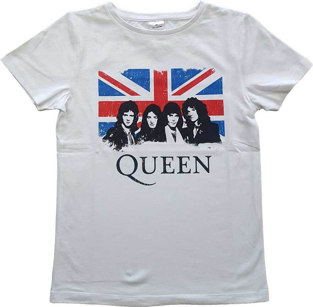 Queen - Vintage Union Jack Kids 9-10 Jahre T-Shirt - Weiß Produktbild 