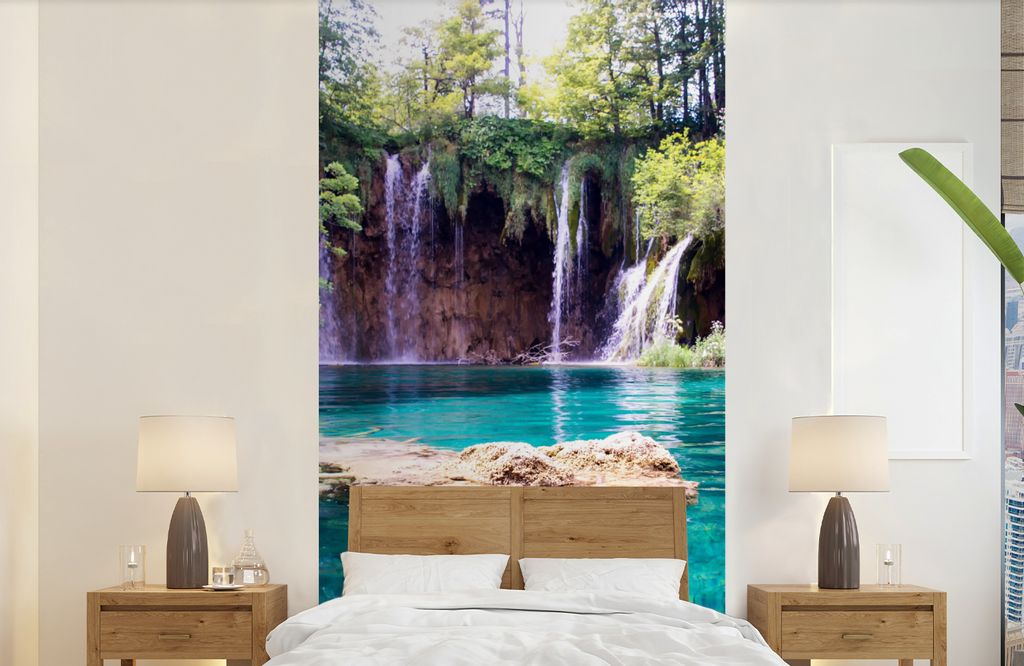 MuchoWow Fototapete für Wohnzimmer oder Schlafzimmer Wandtapete Vinyl Motivtapete Klares Wasser im Nationalpark der Plitvicer Seen in Kroatien -...