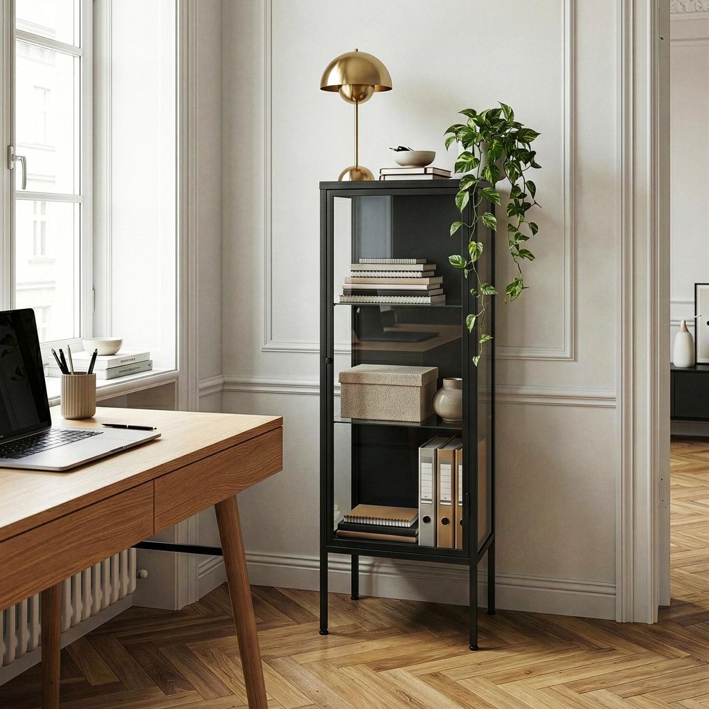 Vitrinenschrank 'Borshavisa' 116 x 34 x 30 cm mit 1 Tür und Produktbild 