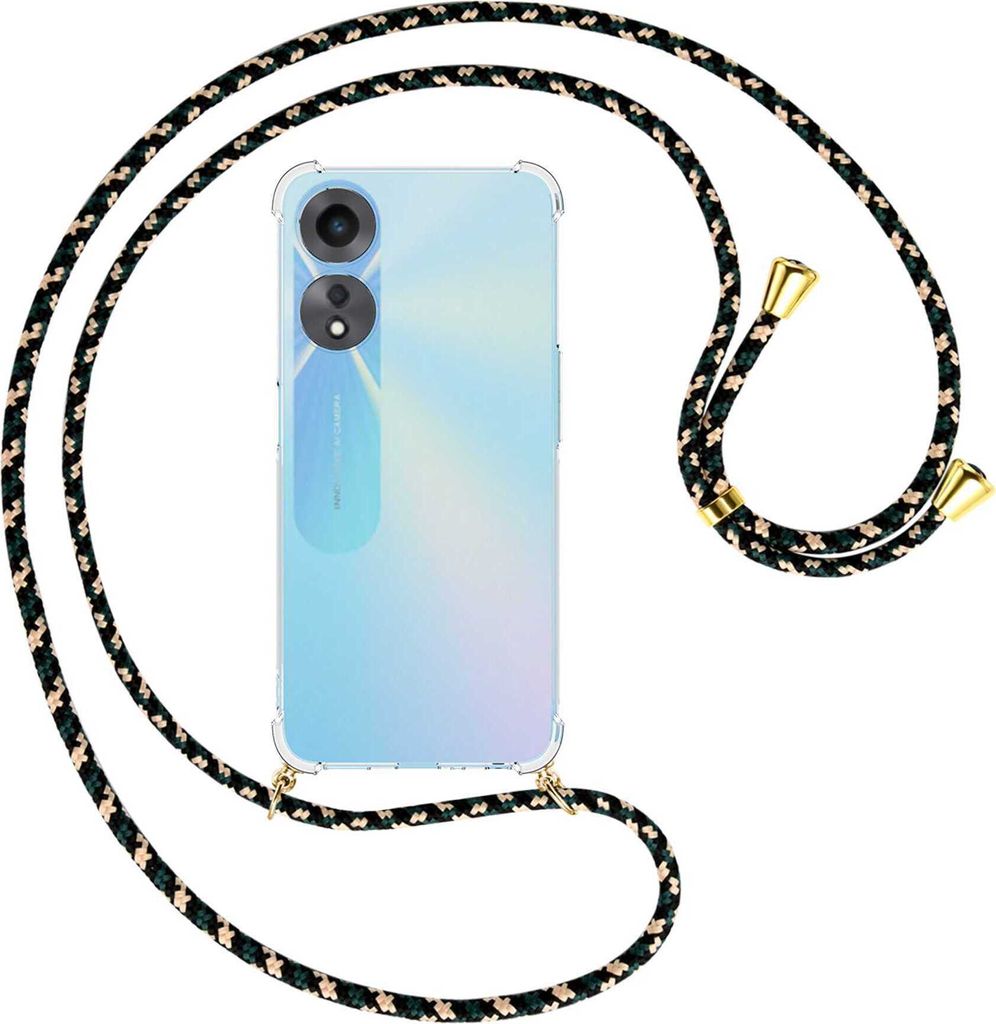 Handykette Backcover-Schutzhülle mit Band (Metall goldfarben) für Oppo A58 5G, Oppo A78 5G (6.56'') - camouflage