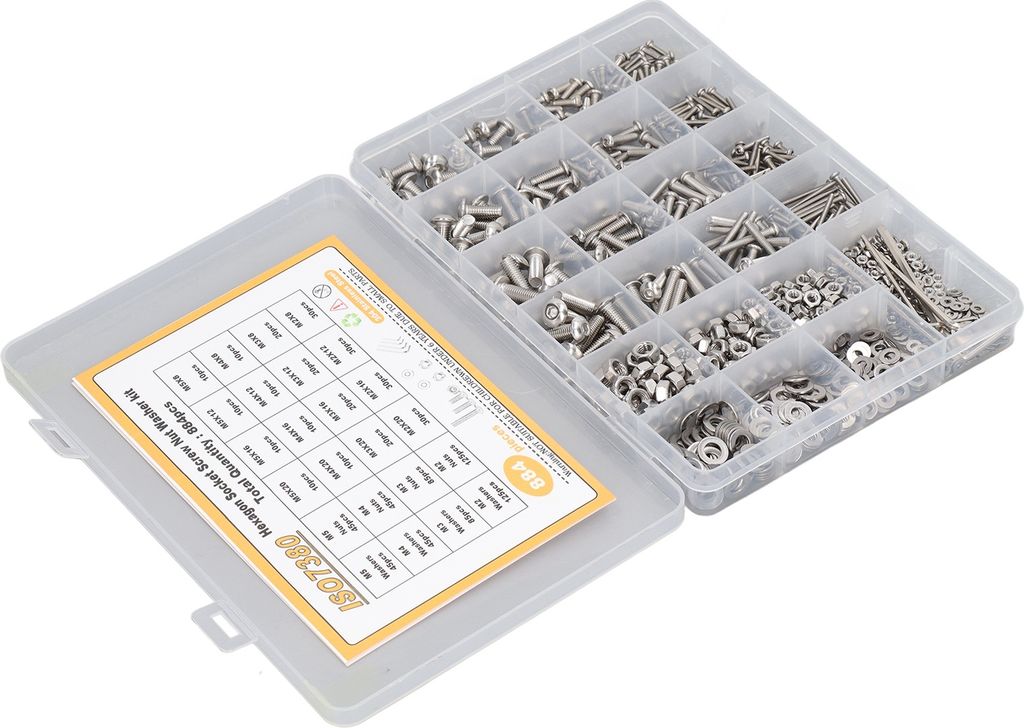 884 Stück Schraube Mutter Unterlegscheibe Schraubenschlüssel Set M2 M3 M4 M5 Halbrundkopf Innensechskant Schrauben Muttern Unterlegscheiben Schra...