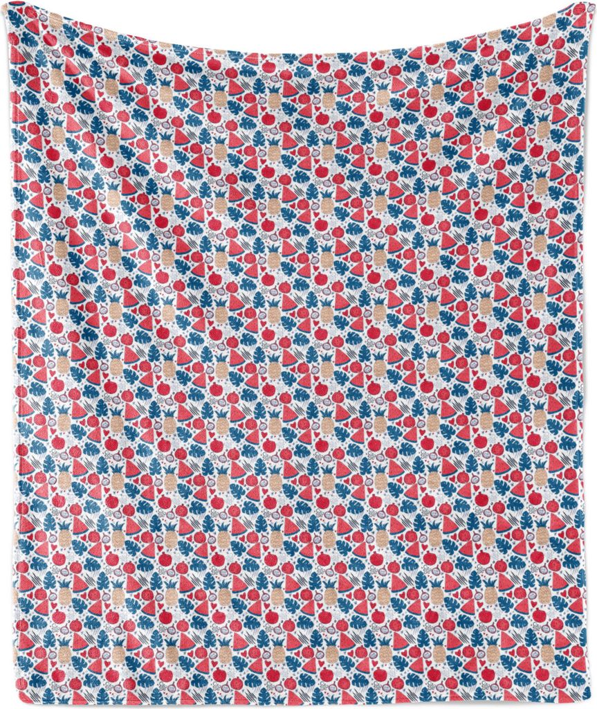 ABAKUHAUS Tropisch Weich Flanell Fleece Decke, Granatapfel Monstera Blatt Watermelon Exotische Ananas Früchte Design Muster, 175 x 230 cm, Mehrfar...