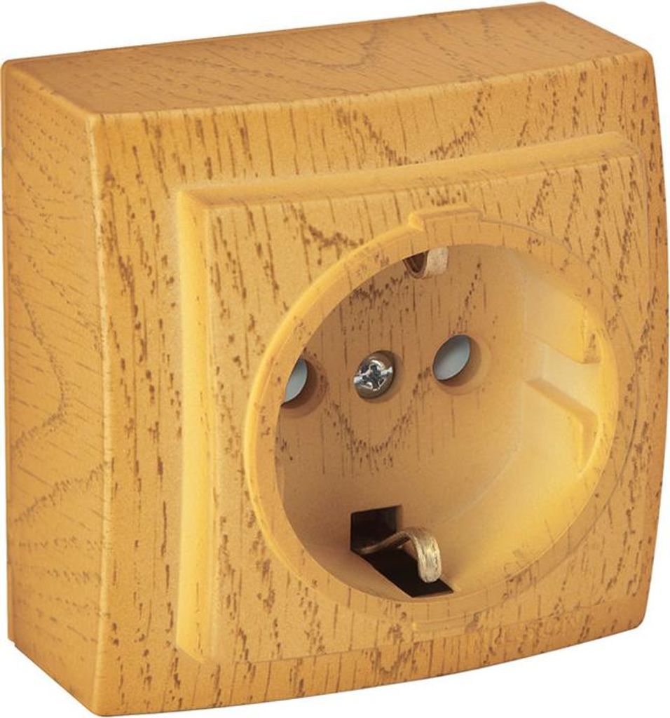 Steckdose m. Kindersicherung Eiche Optik – Aufputz IP20 Innen – Themis