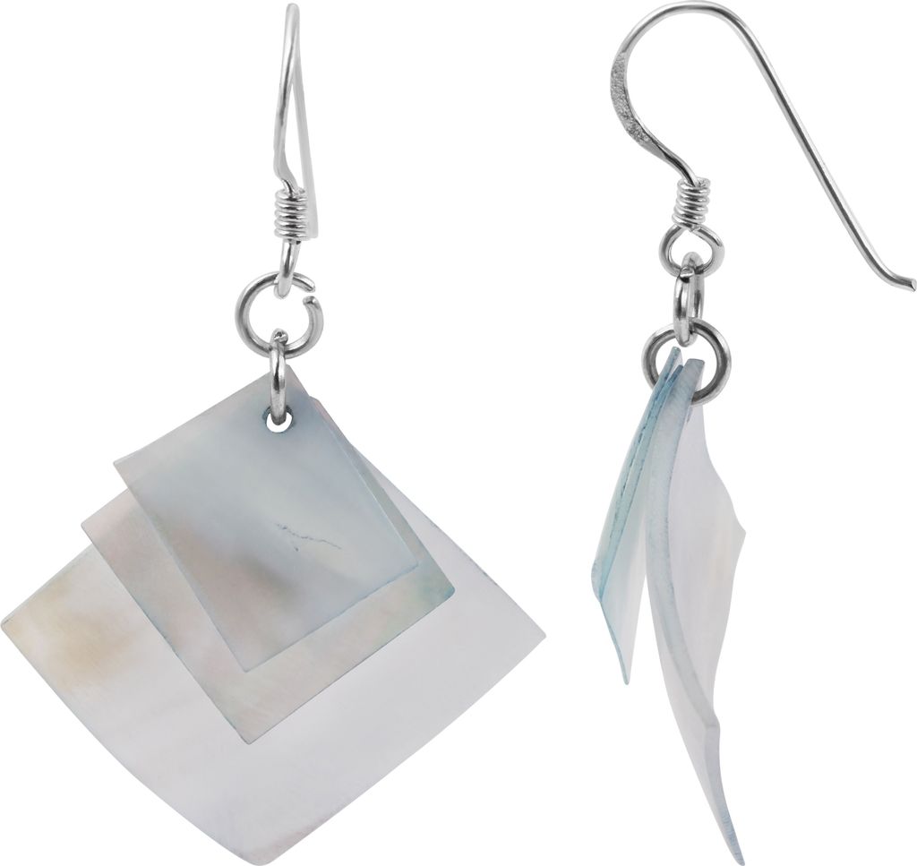 925/- Echt Silber Ohrhänger mit Perlmuttelementen Produktbild 