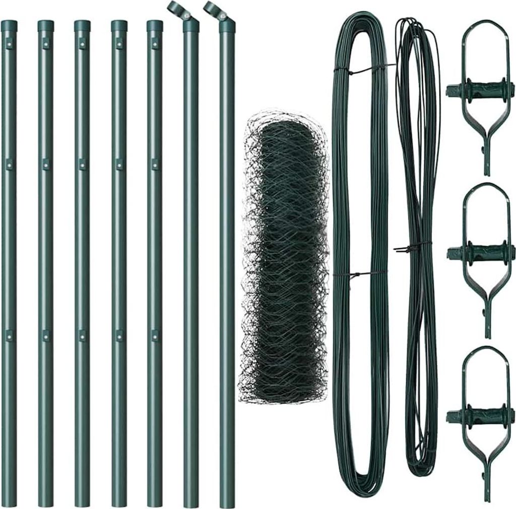 vidaXL Zaunpfosten Grün 10 x 0,4 m (36 mm Maschen) Stahl und PVC