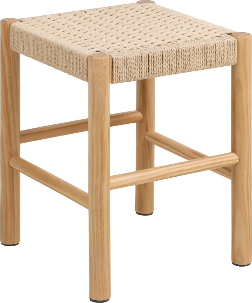 Pouf Alvin en bois blanc - Siège d'appoint design scandinave élégant