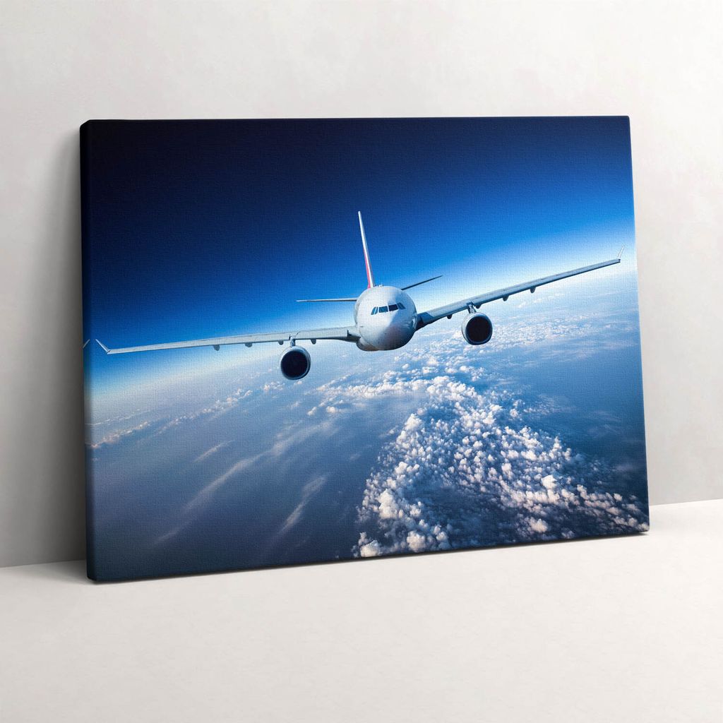 Flugzeug über den Wolken – Leinwandbild Wandbild – 80x60 cm – Leinwandbilder – Wandbilder – Schlafzimmer – Flur