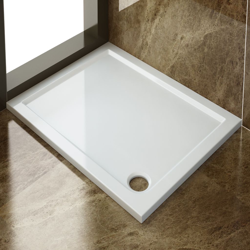 SONNI Quadratische Duschwanne 120x80x4cm,ABS Duschwanne, rutschfeste Oberfläche