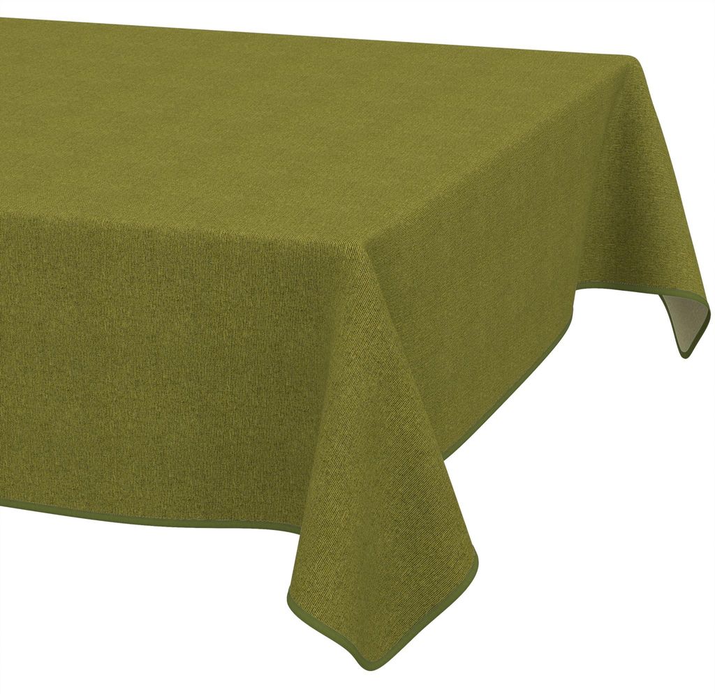 Tischdecke 120x160cm Rechteckig Grün DanceDirty abwaschbar Leinenoptik wetterfest Falschuni Modern mit Saumkante