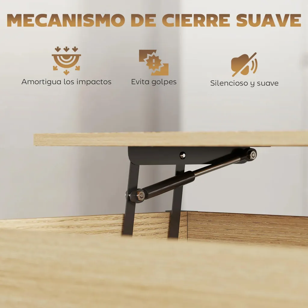 Table basse relevable bois et blanc 105x50x67 cm avec compartiment caché - 6