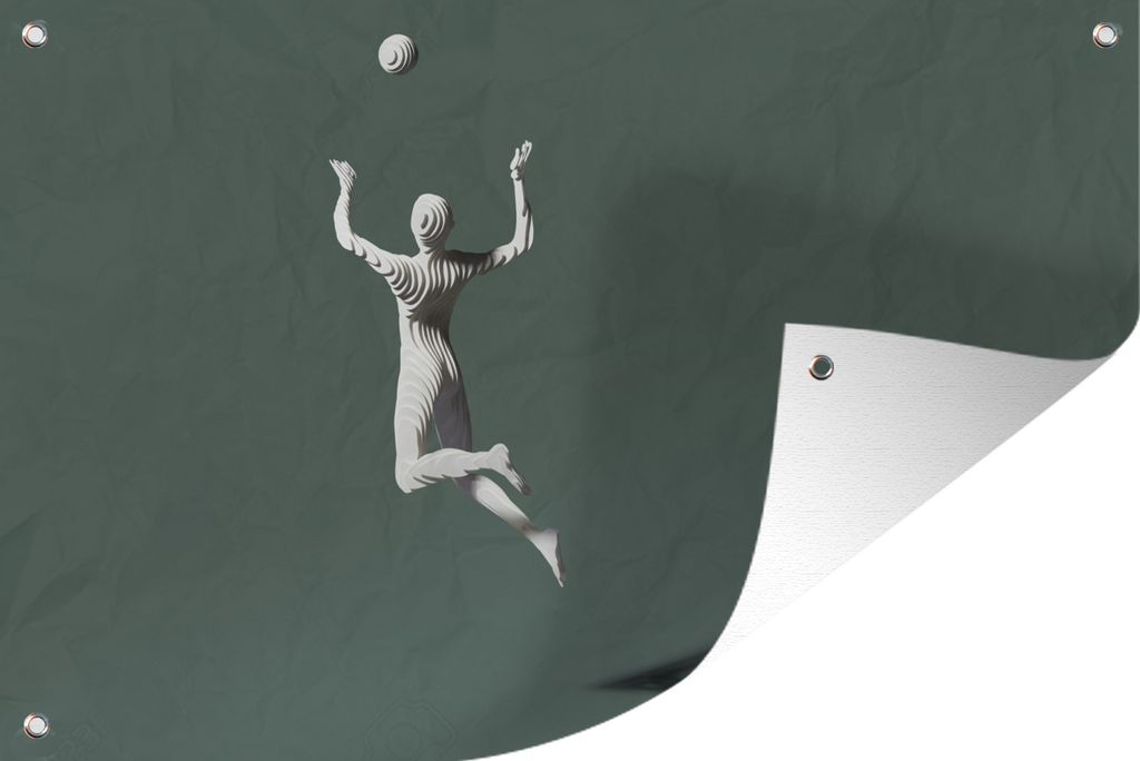 MuchoWow 90x60 cm Outdoor-Poster Gartendeko Sichtschutz Garten Poster für den Garten Schöne Figur spielt Volleyball auf einem grünen Hintergrund