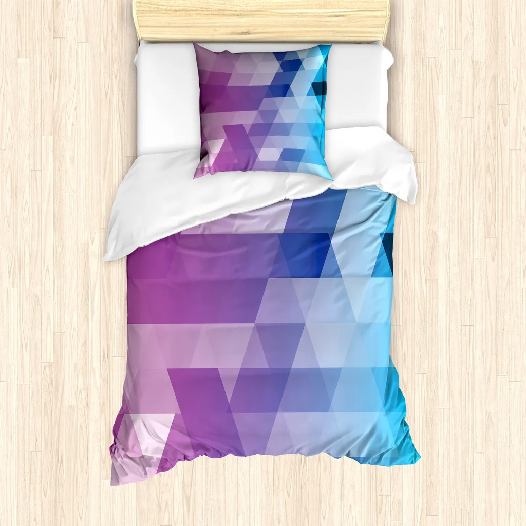 Set copripiumino ABAKUHAUS Mosaic per letti singoli, tonalità fucsia e acquamarina, antiacaro, adatto a chi soffre di allergie, con federa, 135 cm x 200 cm - 80 x 80 cm, multicolore