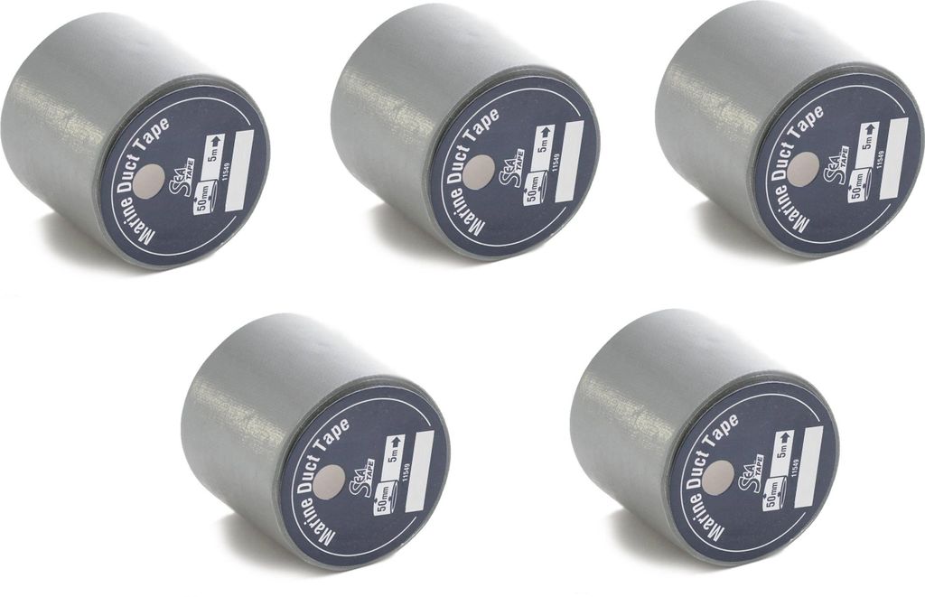 5x Marine Gewebeband, grau, 50 mm x 5 m, selbstklebend, wasserdicht