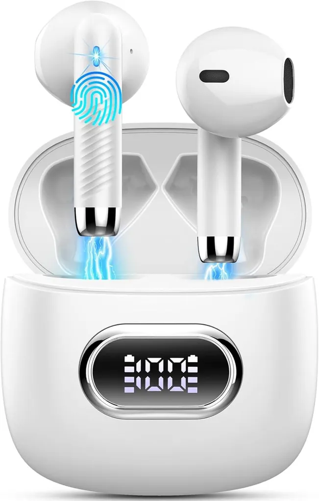 In Ear Kopfhörer mit 4 Mic, 42H Kabellose Kopfhörer ENC Noise Cancelling, Tiefer Bass Earbuds IP7 Wasserdicht Ohrhörer, LED-Anzeige Bluetooth 5.4