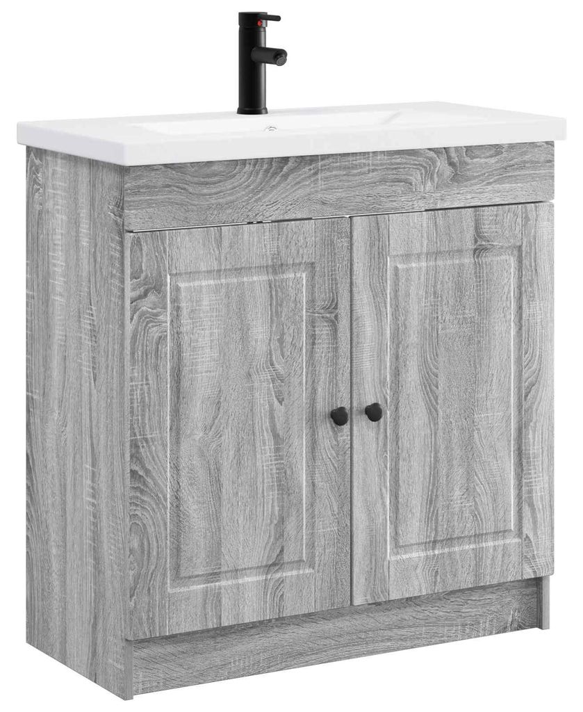 vidaXL Badezimmermöbel-Set Grau Sonoma 56 x 37,5 x 81 cm Holzwerkstoff