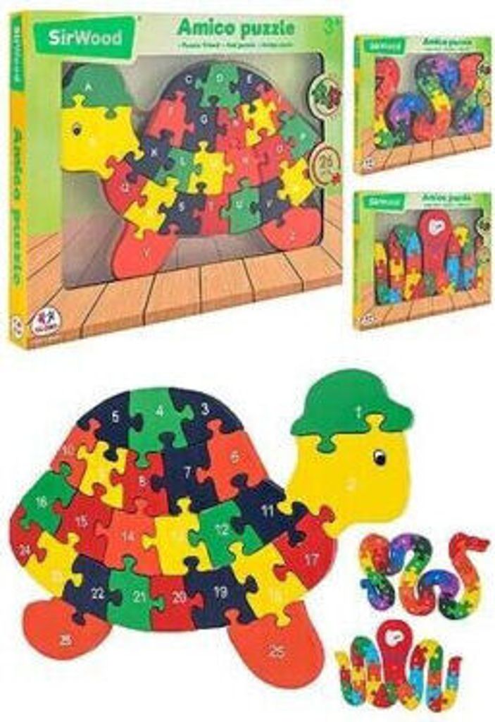 Puzzle Legno 26 Pz Lettere/Numeri Vendita Unitaria Casuale