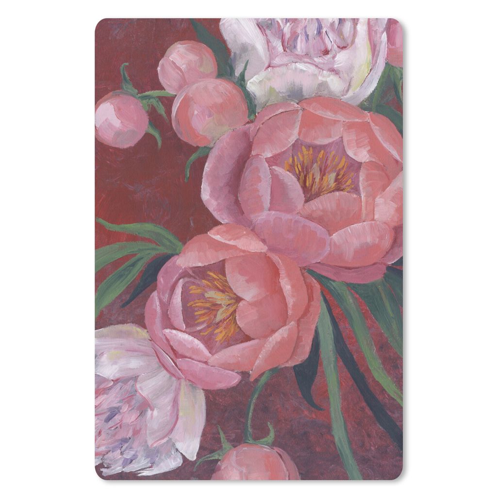 MuchoWow Mauspad Mousepad Blumen - Rosa - Malerei - Pflanzen 18x27 cm - Mousepads - Maus Mat - Pad - Mausunterlage