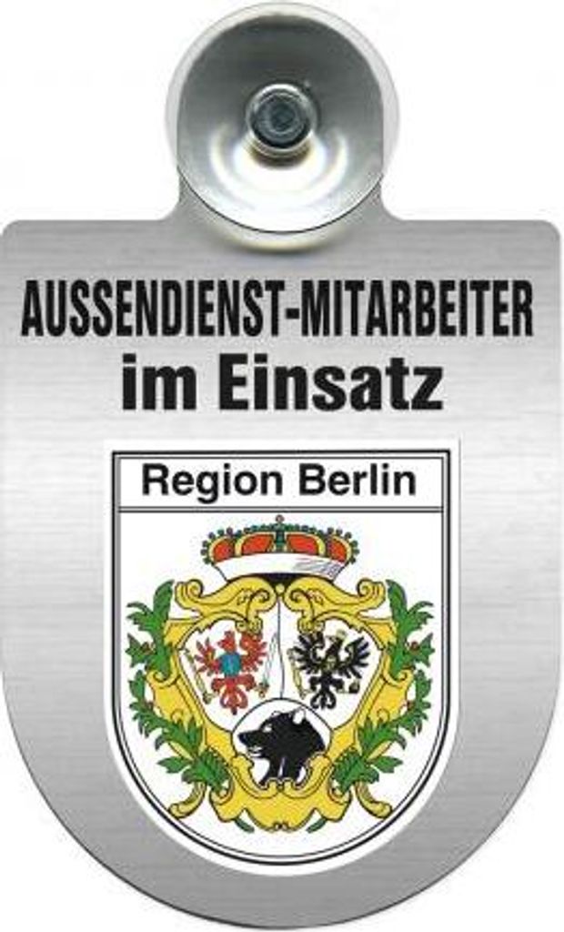 Einsatzschild Windschutzscheibe - Außendienstmitarbeiter im Einsatz - 309366--incl. Regionenwappen Color - Region Berlin