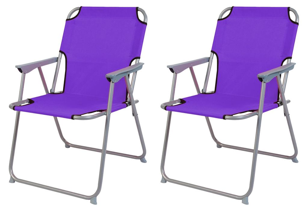 2 campingstoelen, stof Oxford, metaal, paars Productafbeelding 