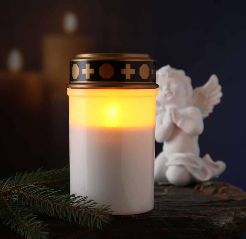 LED Grablicht - Grabkerze - gelb flackernde Flamme - H: Produktbild 3
