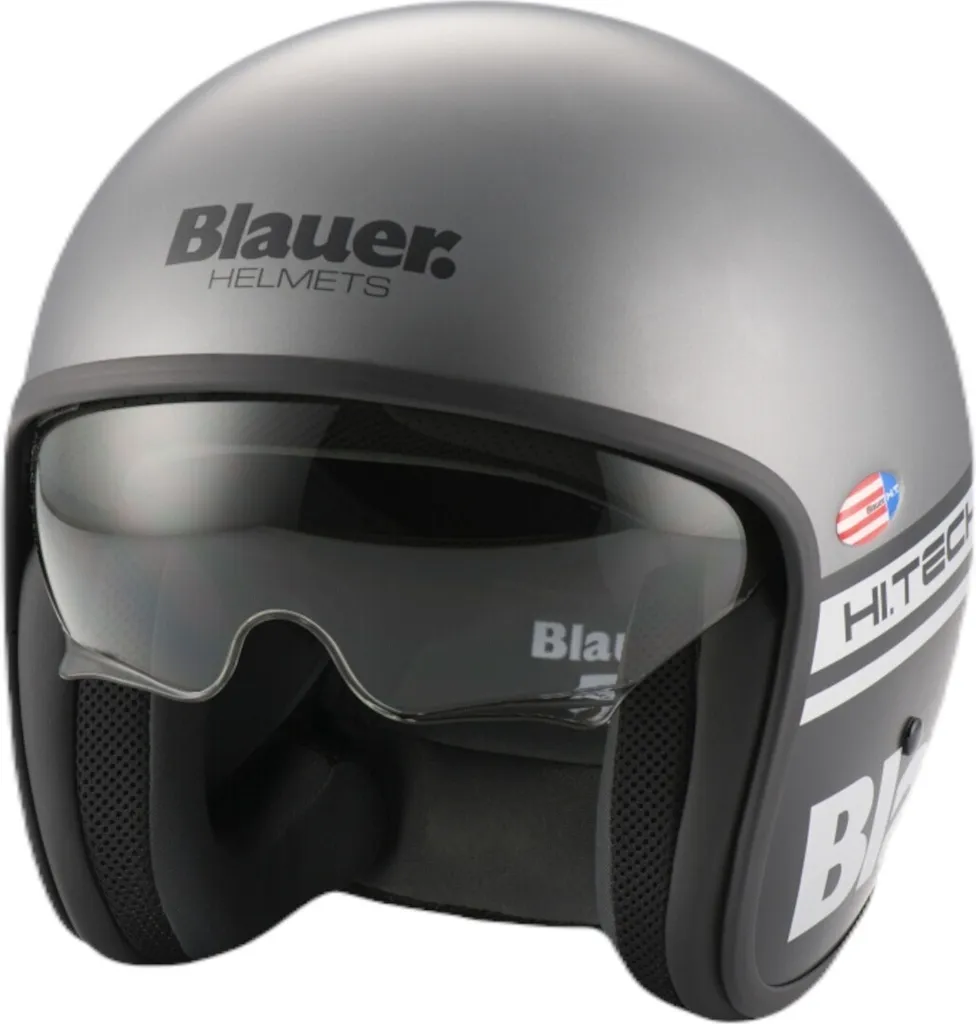 Casque Moto Jet Homologué Blue Pilot 1.1 06 en Coloris Noir Gris
