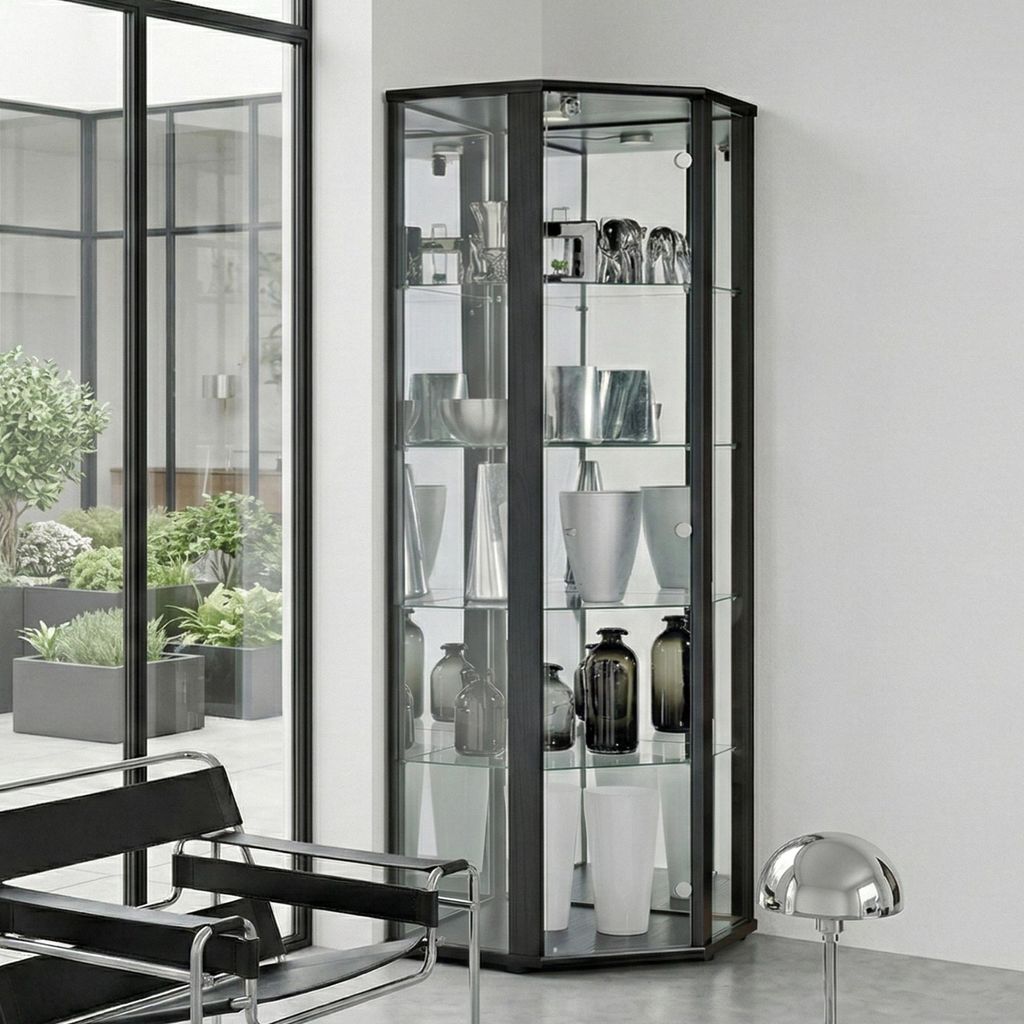 Vetrina angolare K-Mšbel in nero (176x56,5x56,5 cm) con 4 Immagine del prodotto 