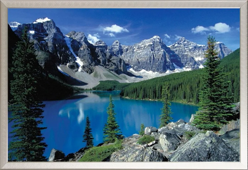 Set Poster Moraine Lake II + Cornice Shinsuke Maxi Argento per Ufficio