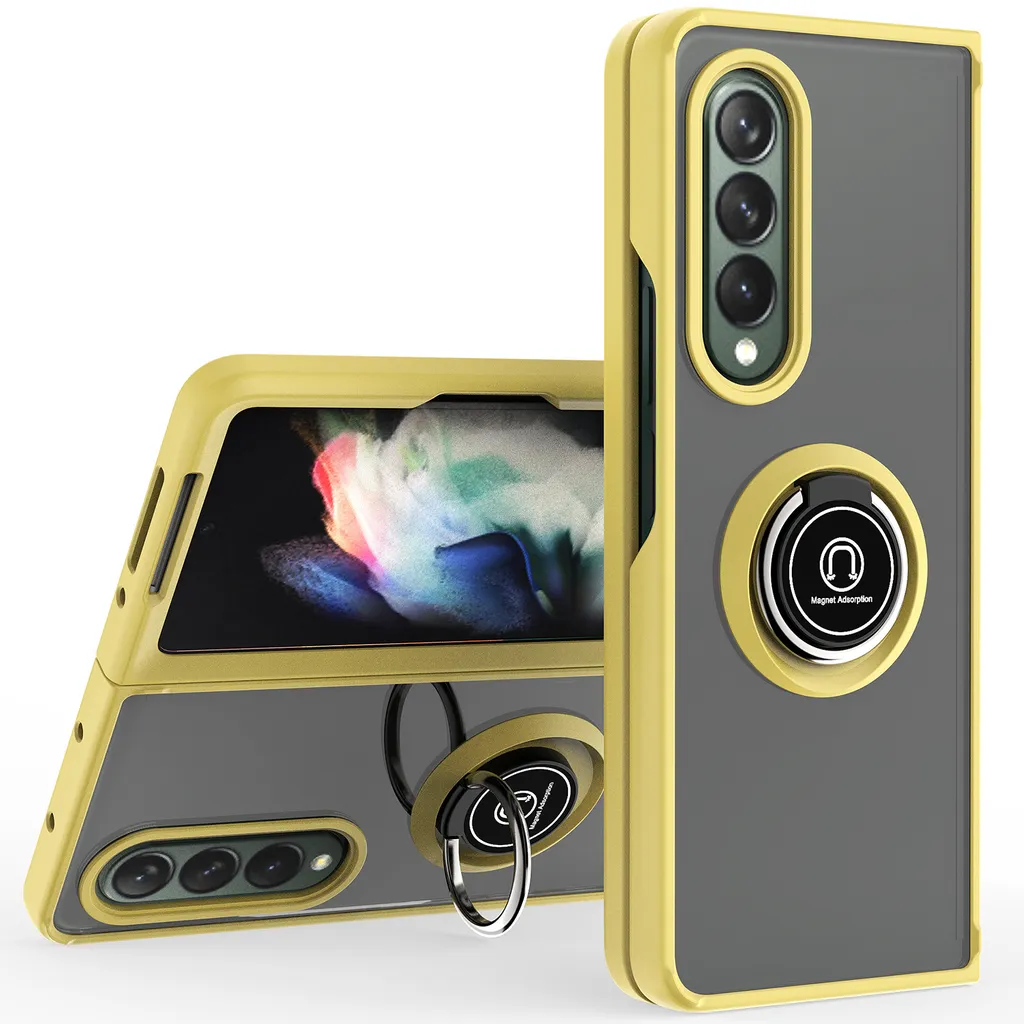 Custodia Business Z Fold 4 5G: Supporto Anello e TPU Giallo Opaco - 1