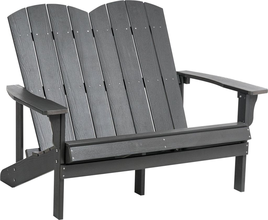 BELIANI 2-Sitzer Gartenbank Dunkelgrau Kunstholz 125 cm Breite Armlehnen Holzoptik Niedrige Sitzhöhe Muskoka Adirondack Stil Terrasse Outdoor Sitz...