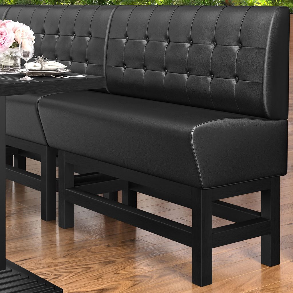MIAMI | Gastro Hochbank | B:H 180 x 133 cm | Schwarz | Chesterfield Button | Leder | Bistro Hochbank, Thekenbank