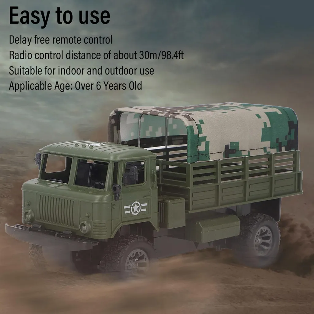 Véhicule Télécommandé Tout-Terrain Militaire Vert Olive avec Lumières - 4