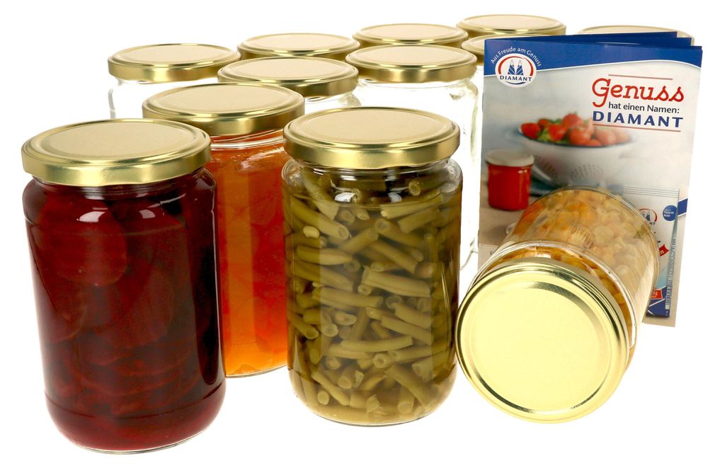 12er Set Einmachglas 720 ml Deckel Gold Rund- Einkochgläser Produktbild 