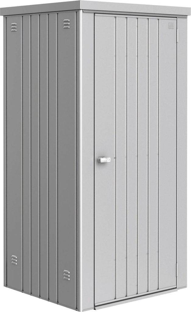 Biohort Equipment Locker, Metallschuppen, Einzelbild, Flachdach, Metallic-silber, Stahl, Metallic-silber