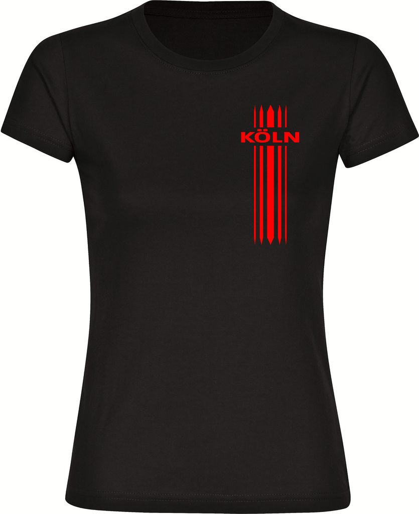 multifanshop Damen T-Shirt - Köln - Streifen, schwarz, Größe L