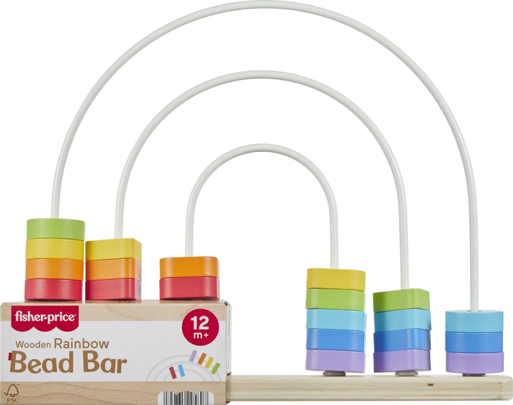 Boulier en bois Fisher-Price Rainbow Bead Bar - Jeu éducatif arc-en-ciel