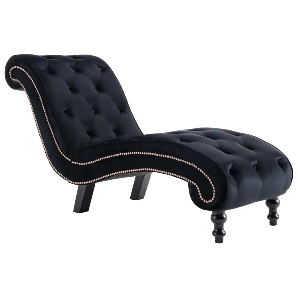 Méridienne en velours noir - Fauteuil de relaxation chic pour le salon